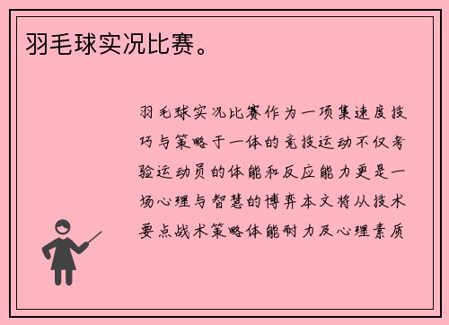 羽毛球实况比赛。